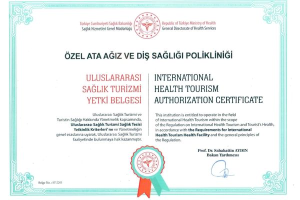 International Health Toursim Authorization Certificate in Turkey
